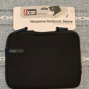 Black neoprene netbook sleeve fits up to 8.9” netbooks